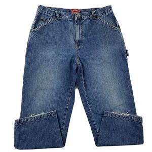 Vintage 90s Chaps Jeans Mens 36x30 Blue Carpenters Distressed Baggy Denim